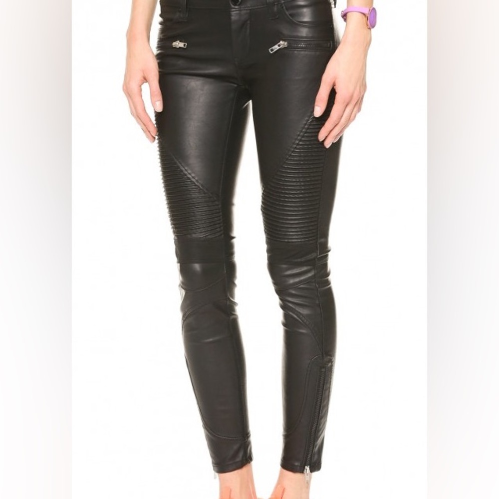 New BLANKNYC Black Faux Leather Moto Pants Vegan Ankle Zip